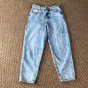 Shein Blue Acid Washed Mom Jeans